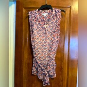 Liz Claiborne printed sleeveless sheer shirt over cami
